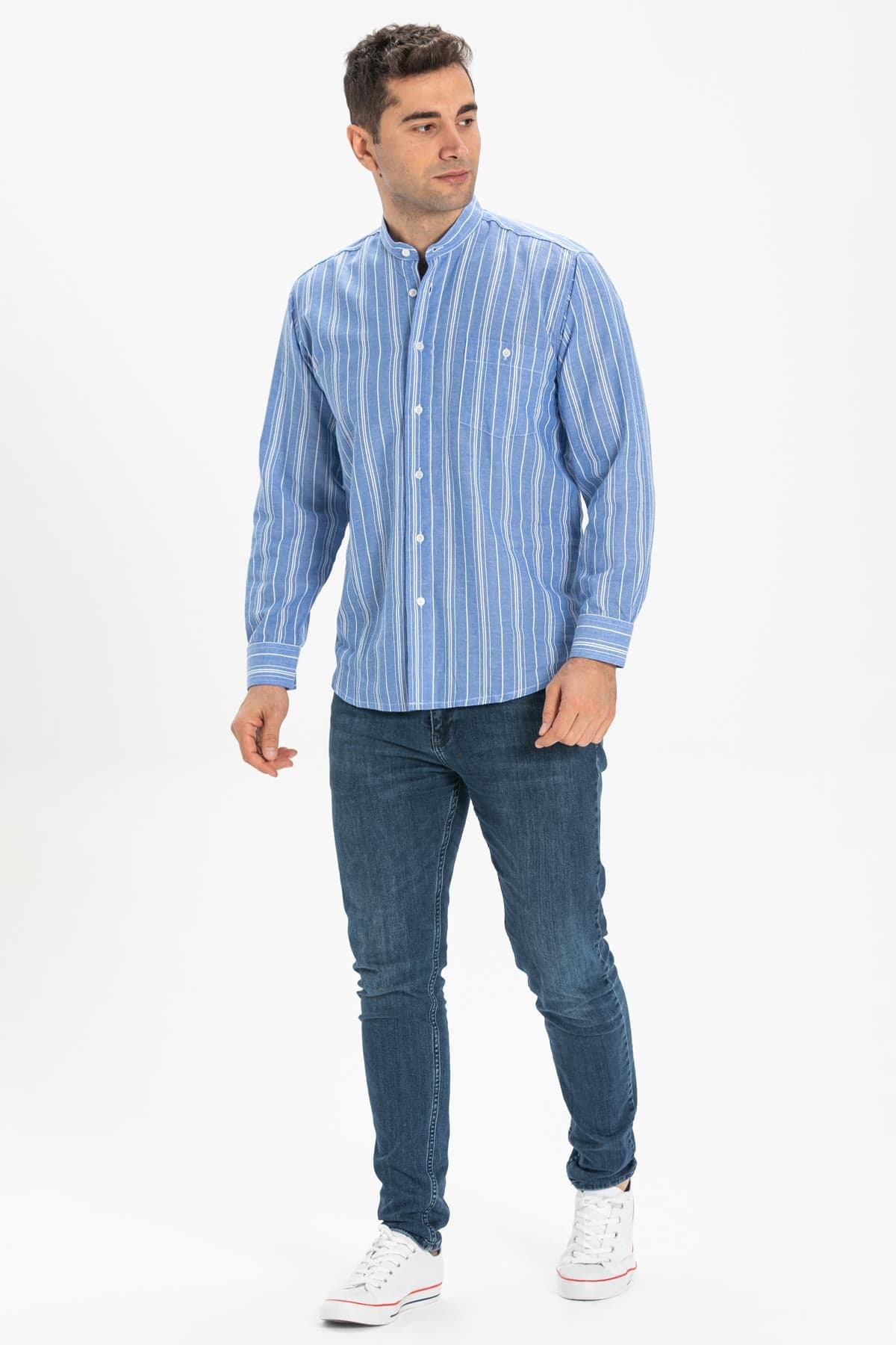 Band Collar Long Sleeve Shirt