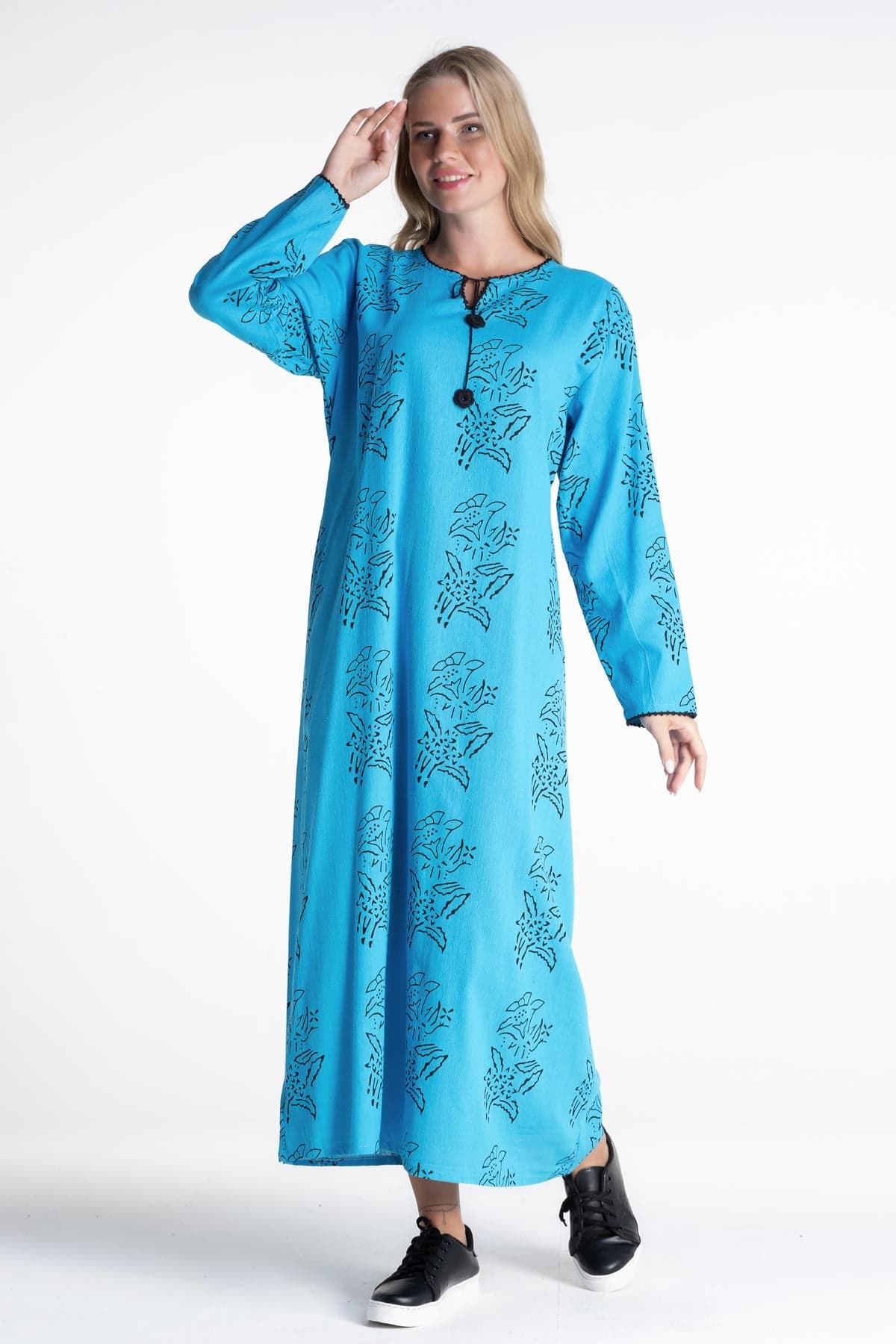 Long Sleeve Lily Print Dress
