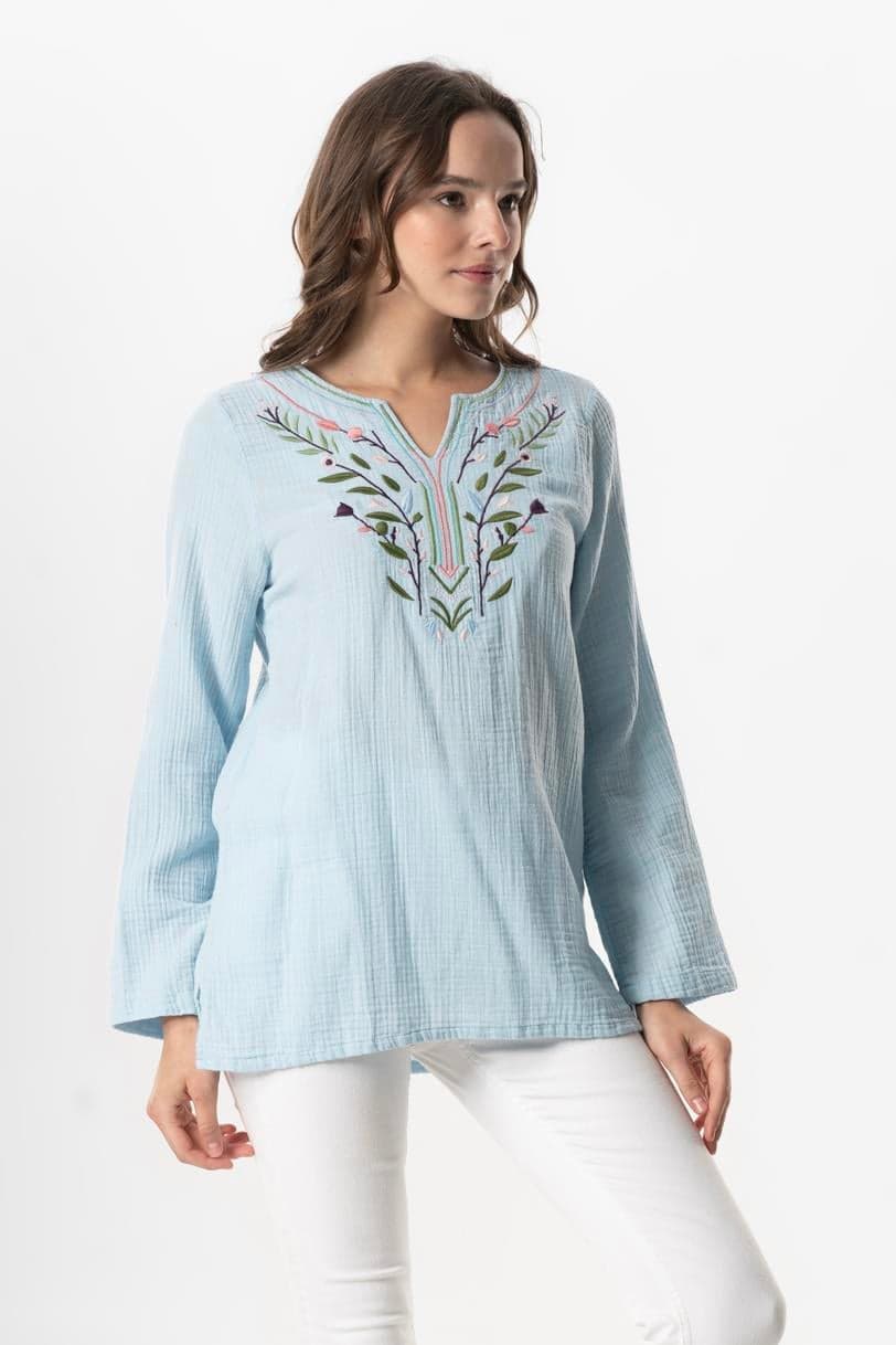 Blusa Çiçek de manga larga