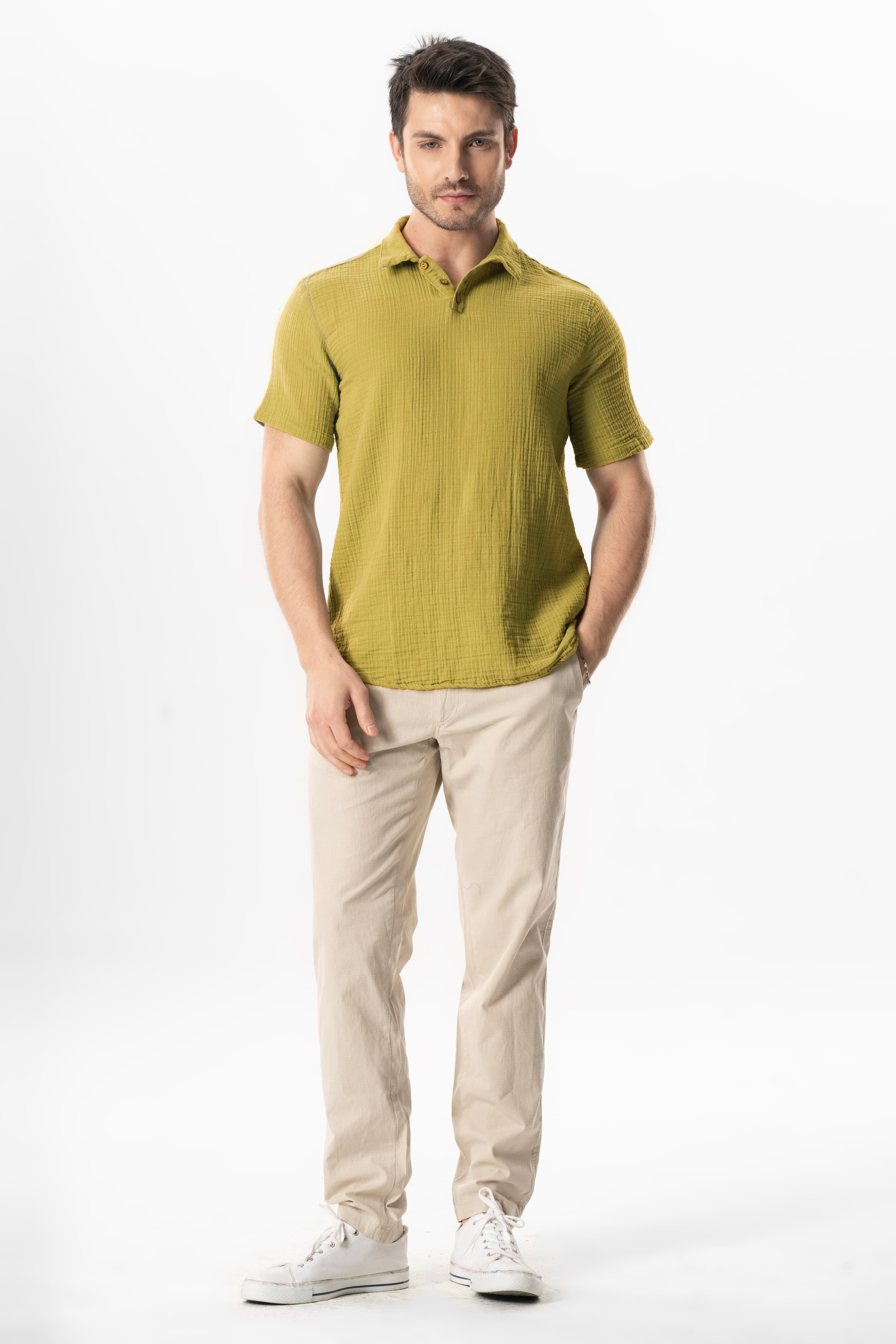 Muslin Short Sleeve Polo Shirt