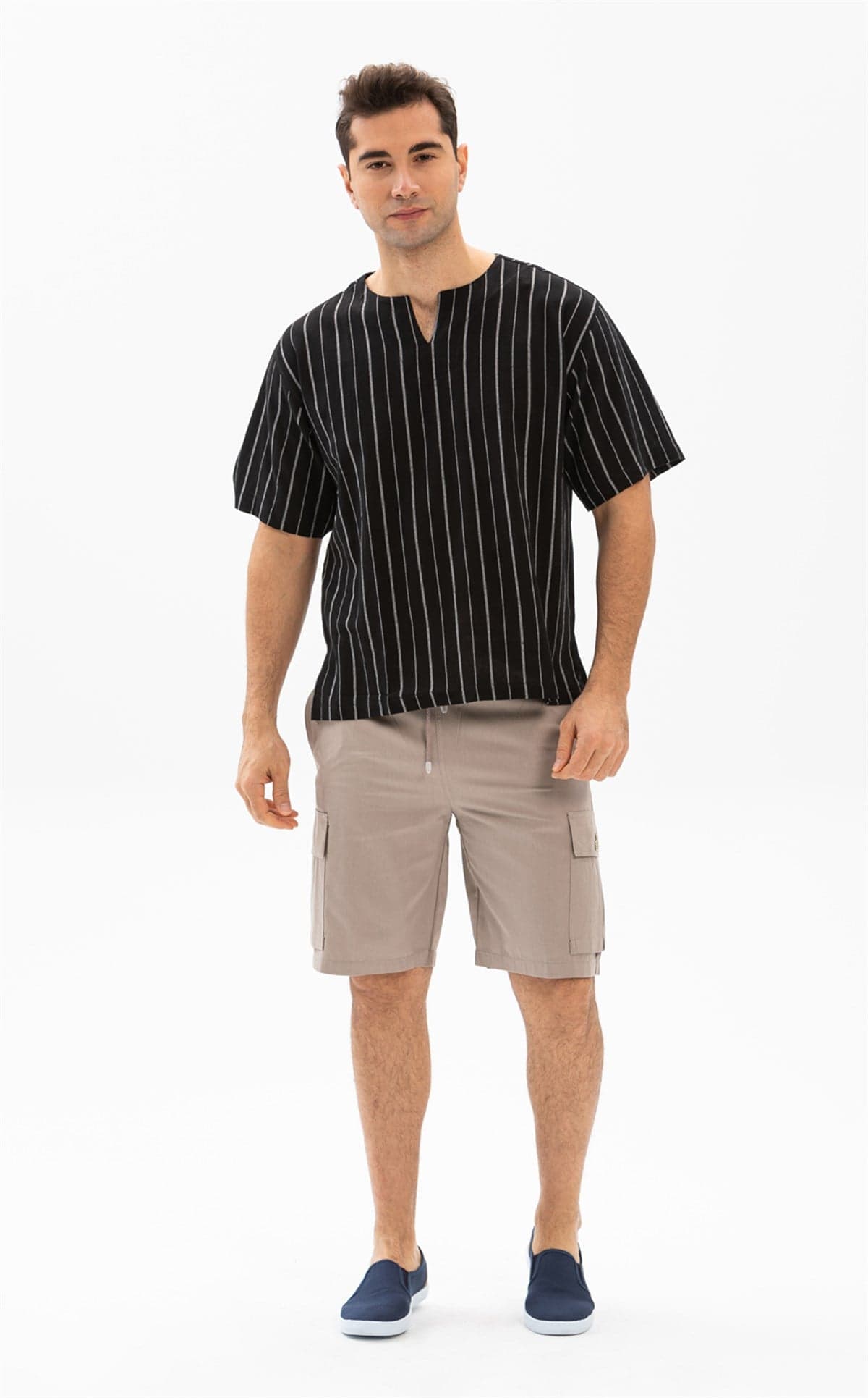 Elastic-Waist Gabardine Shorts