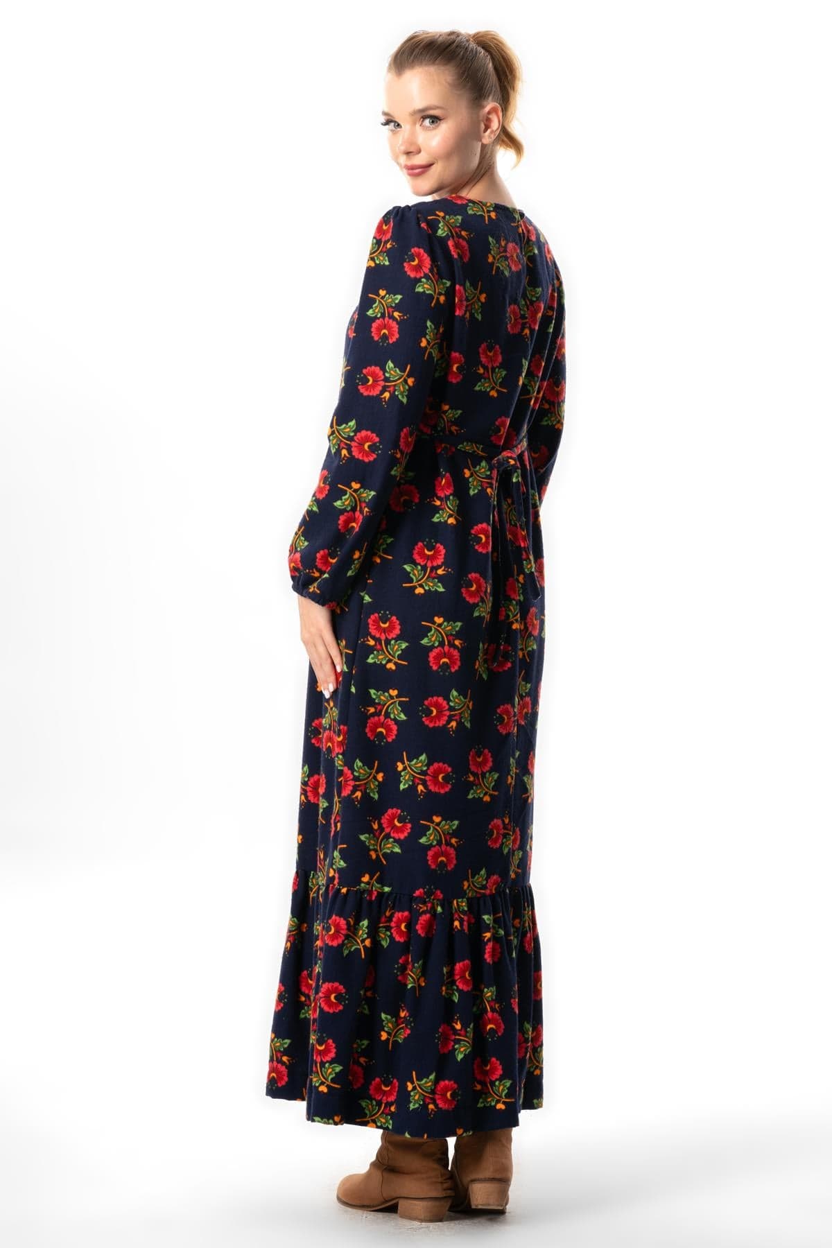 Nergis Flannel Dress, Lily Print