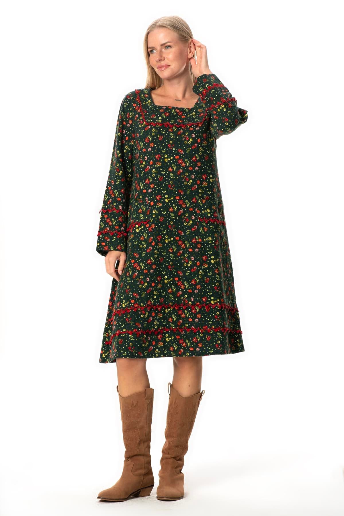 Firdevs Flannel Dress, Floral Print