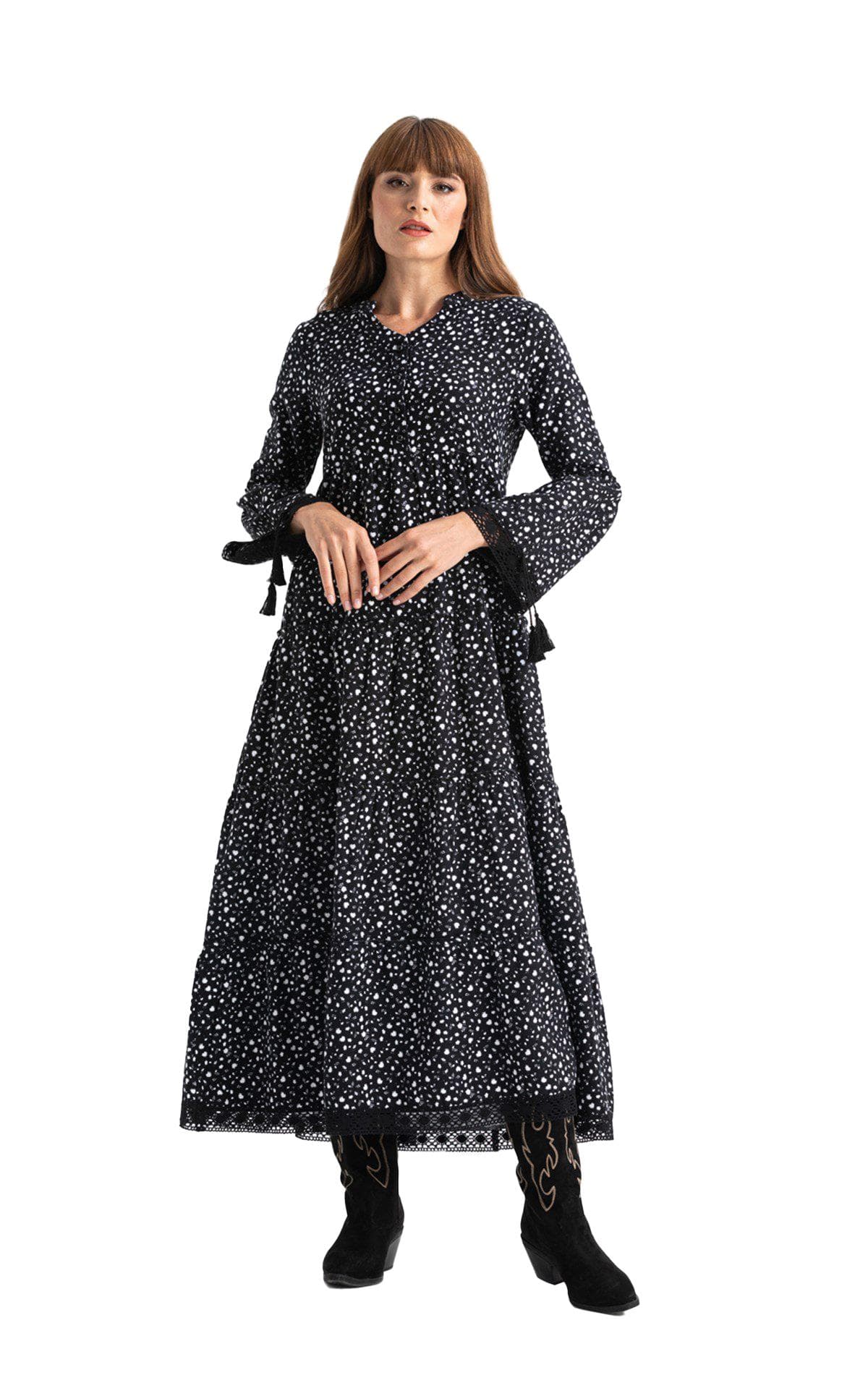 Seçil Flannel Long Dress – Ditsy Print