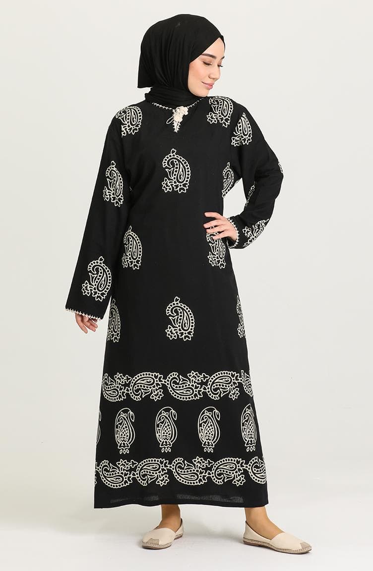 Langarmkleid im Steindruck – Paisley-Print