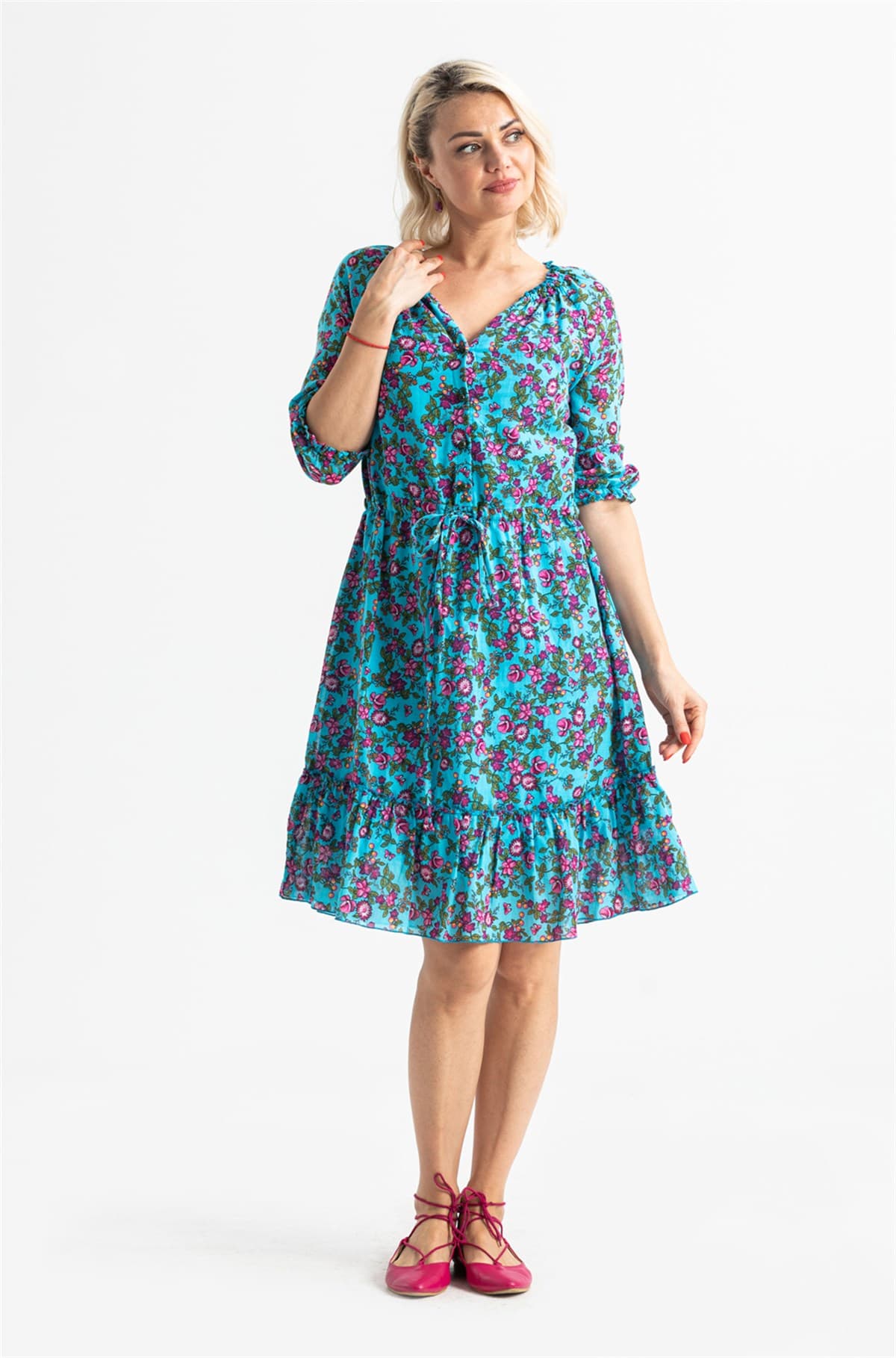Kleid Yağmur – Knospen-Print