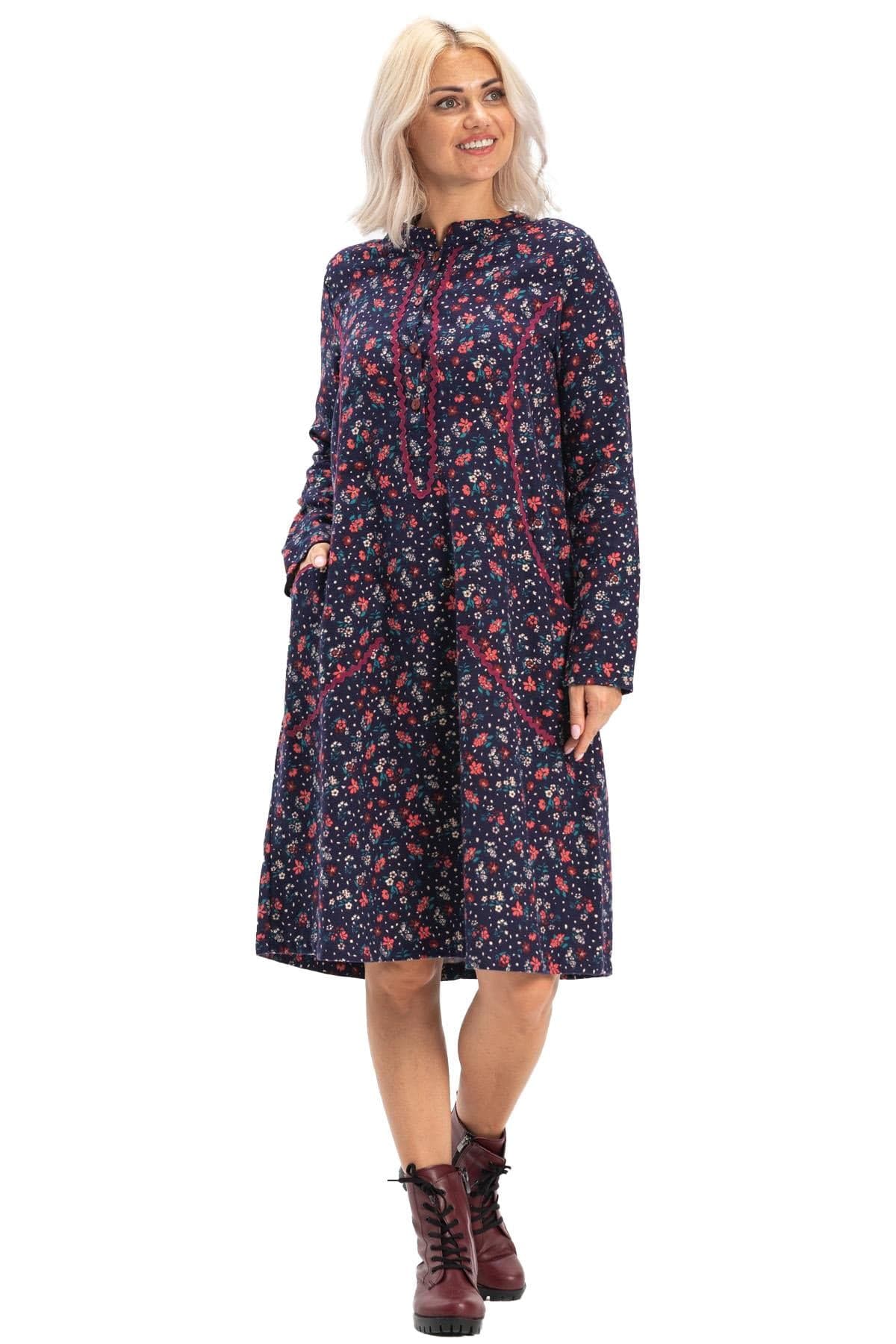 Sudenaz Flannel Short Dress – Floral Print