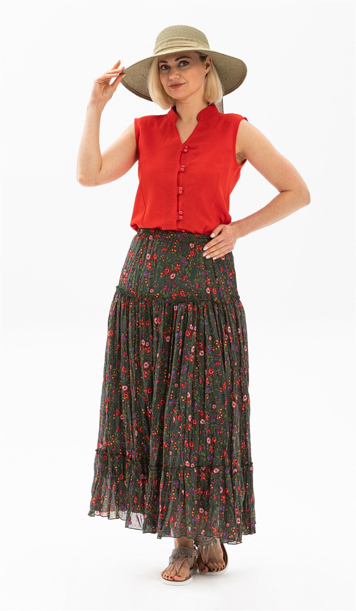 Buse Long Skirt, Bud Print