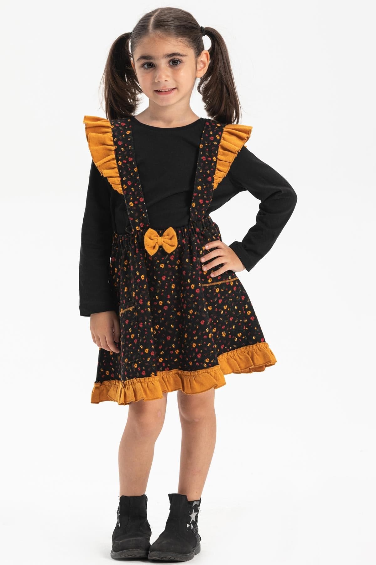 Miray Flannel Kids' Salopette Skirt, Ditsy Print